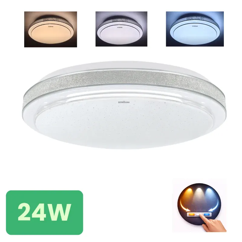 Wyjątkowa oferta Plafon LED glamour srebrny Oświetlenie sufitowe plafoniera CCT 24W