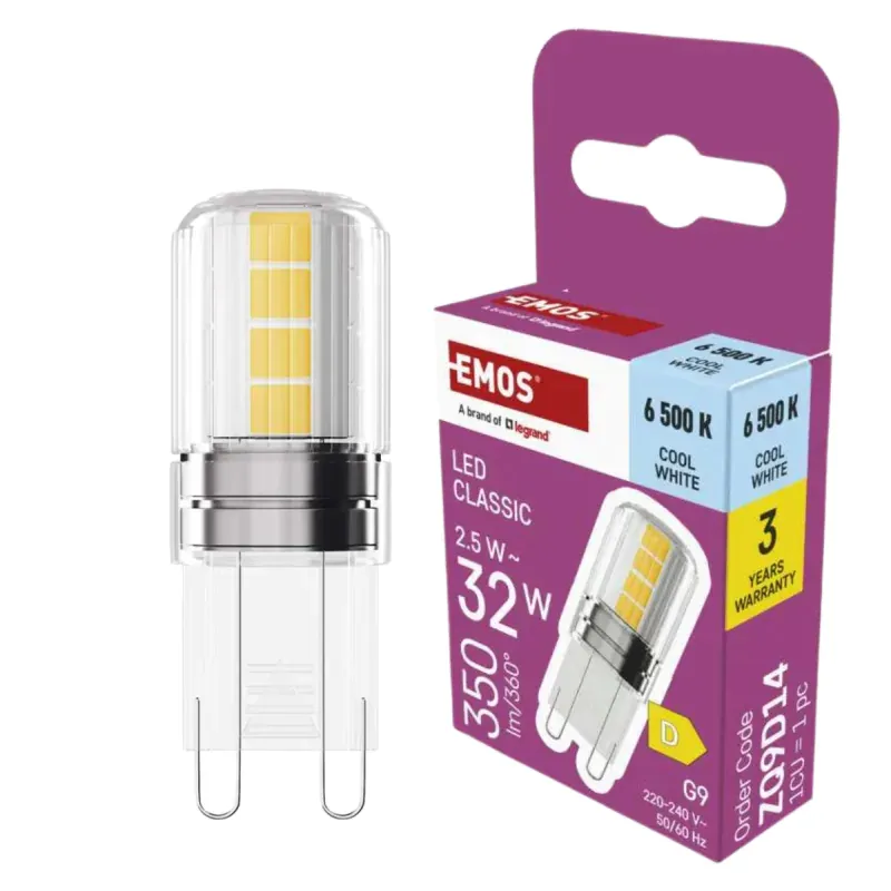 Żarówka LED G9 mała Kapsułka energooszczędna Zimna biel 2,5W EMOS Tylko dziś