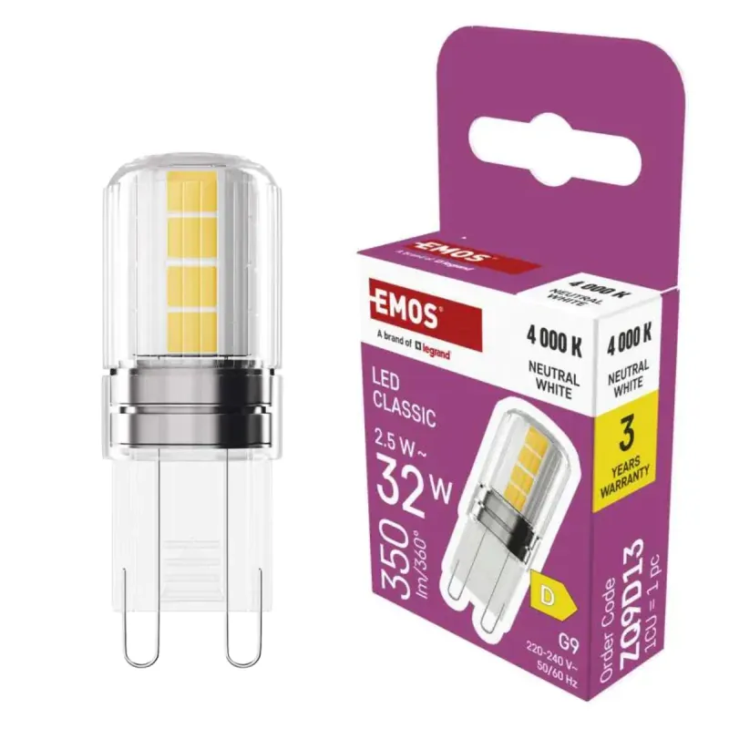 Wysoka jakość Żarówka LED G9 do lamp mała Kapsułka neutralna 2,5W EMOS