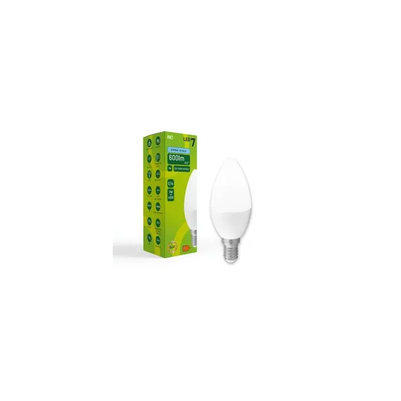Żarówka LED E14 świeczka zimne światło 7W 6500K 600lm ELB045CW INQ Nowość
