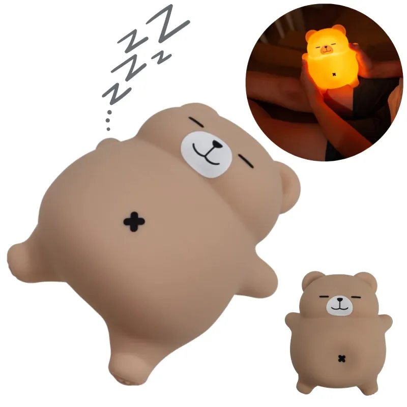 Nowy Lampka Nocna LED Dla Dzieci Oddychający Miś Chrapuś do zasypiania