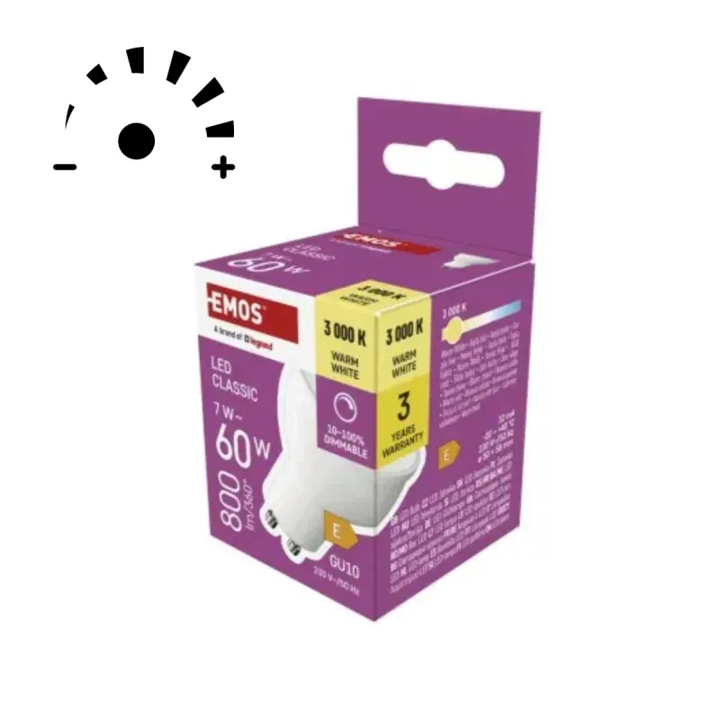 Żarówka LED MR16 GU10 7 W ciepła biel 3000K ściemnialna do ściemniania Emos Łatwy zwrot
