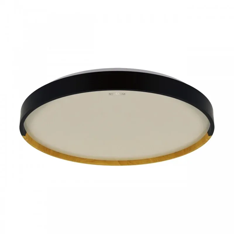 Premium Okrągły plafon led o mocy 16W czarny/dąb z neutralnym światłem 4000K FARNA LED C 04155 IDEUS