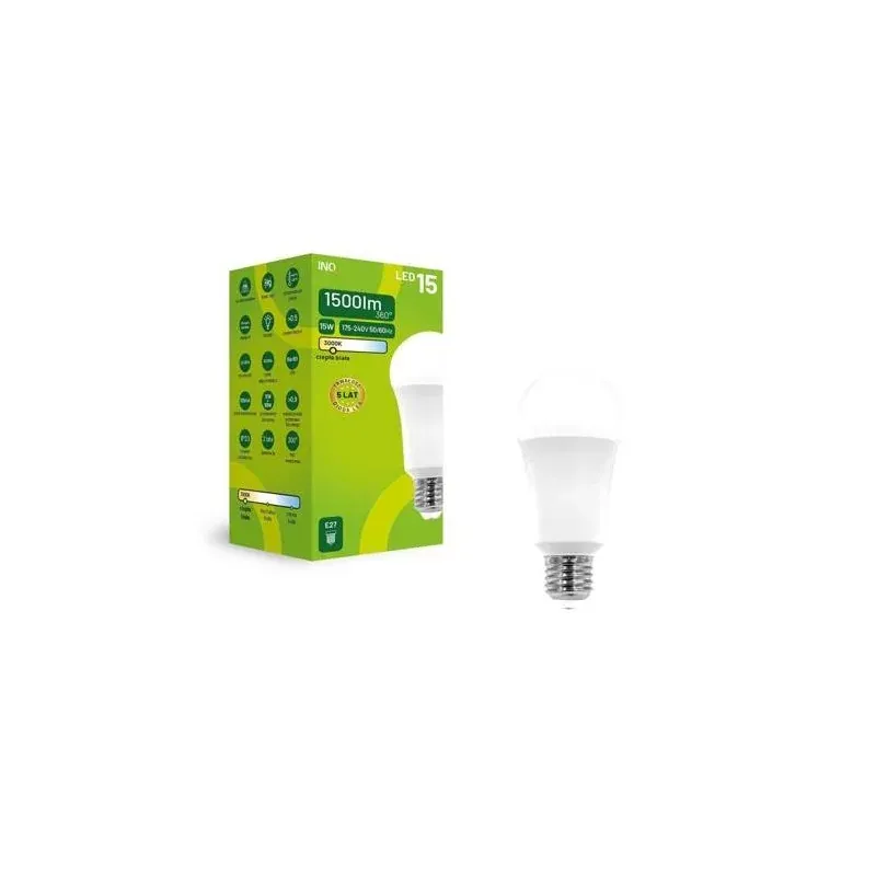 Żarówka LED E27 z ciepłym światłem o mocy 15W A60 1500lm 3000K BULB INQ Sprawdź teraz