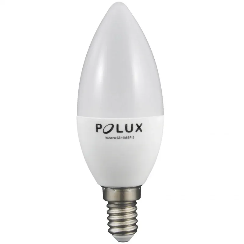 Ograniczona ilość Neutralna żarówka LED E14 o mocy 6,3W świeczka 4000K 560lm 312129 POLUX