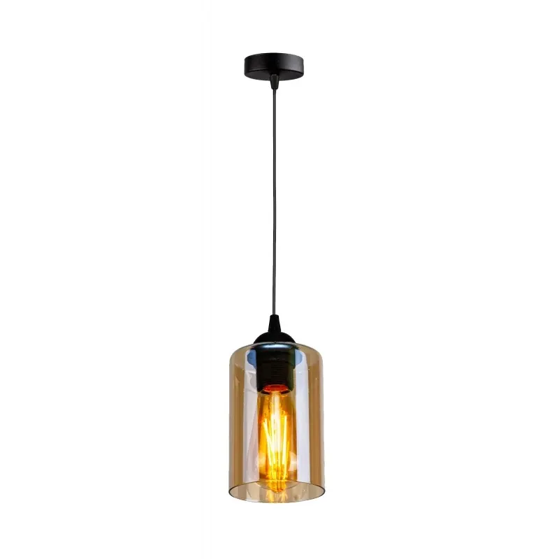 BISTRO LAMPA WISZĄCA CZARNY 1X40W E27 KLOSZ BRĄZOWY Oferta