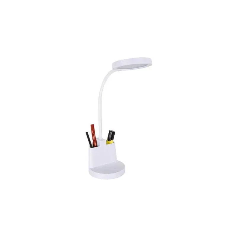 Promocja Biała lampka biurkowa led z przybornikiem 8W 4000K LABOR LED 03823 IDEUS