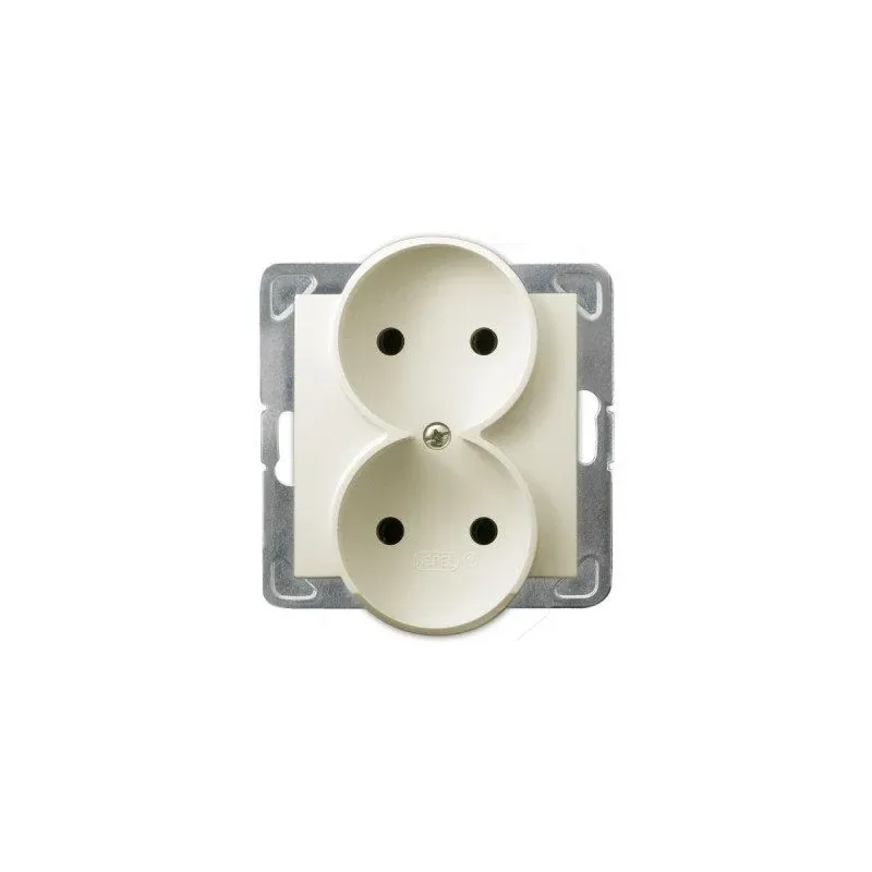 Podwójne gniazdo elektryczne ECRU podtynkowe bez uziemienia GP-2YR/m/27 IMPRESJA OSPEL Oferta limitowana
