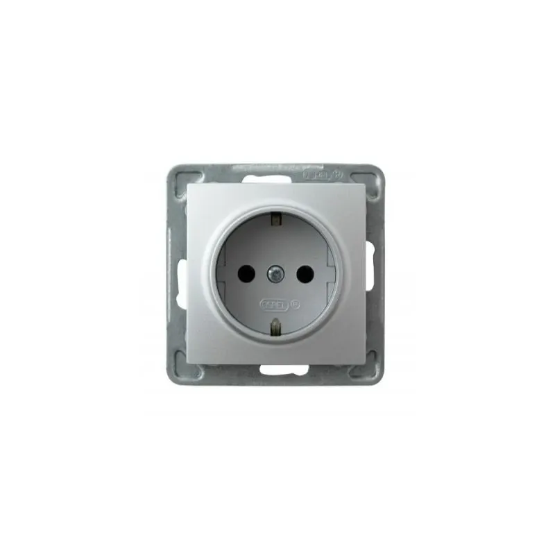 Srebrne gniazdo elektryczne pojedyncze z uziemieniem schuko GP-1YS/m/18 IMPRESJA OSPEL Wyprzedaż