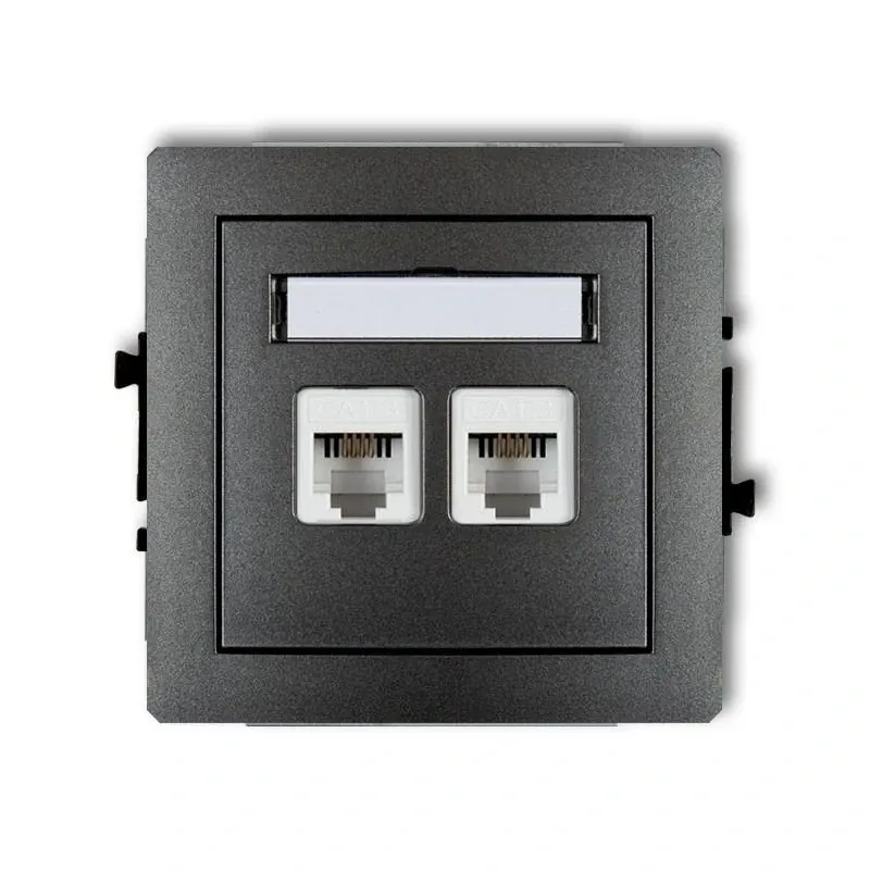 Szybka dostawa Podwójne grafitowe gniazdo telefoniczne RJ11 11DGT-2 DECO KARLIK