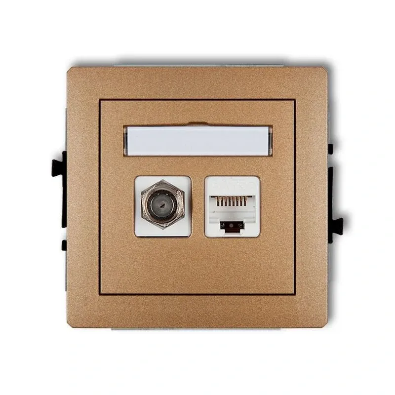 Złote metaliczne gniazdo antenowe SAT+komputerowe RJ45 8DGFK Wyjątkowa oferta