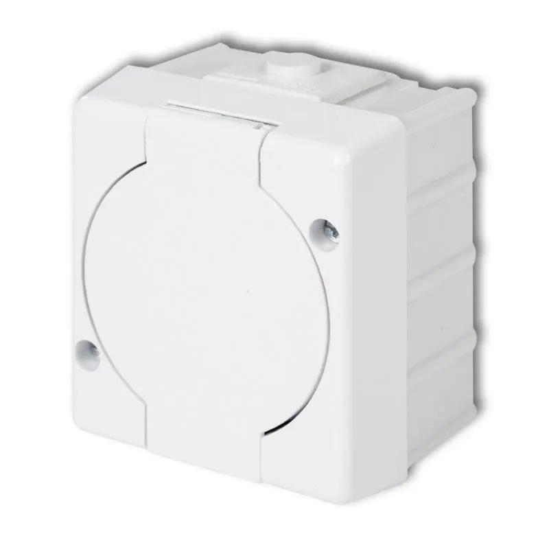 Wybór klientów GHS-1 Kontakt z klapką Gniazdo pojedyncze 2P+Z (klapka biała) IP44 natynkowy Senior Karlik