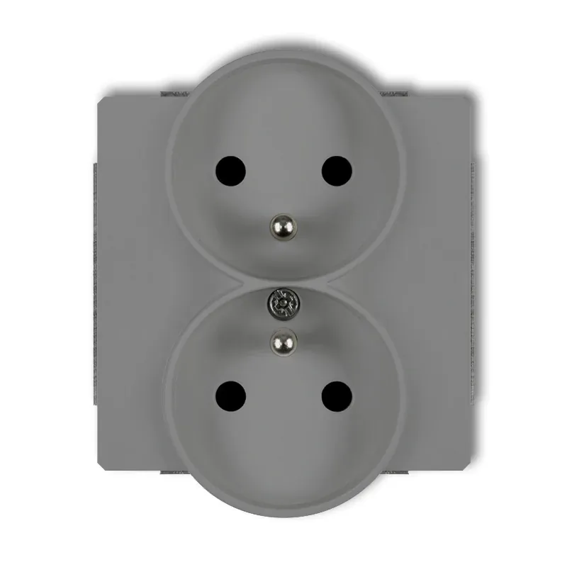 Szybka wysyłka Szare gniazdo elektryczne podwójne z uziemieniem do ramek DECO SOFT 27DGPRSO-2z KARLIK