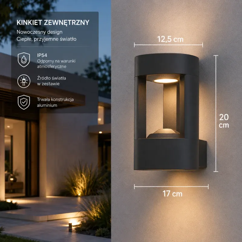 Nowoczesny Kinkiet Ogrodowy elewacyjny s Gx53 11WFan Su-Ma - popiel GL 11206 Kup teraz