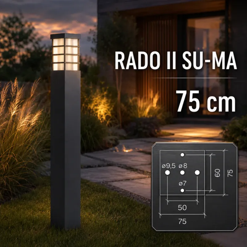 Lampa Ogrodowa Aluminiowa Rado Ii Su-Ma - Ciemny Popiel 75Cm Szybka dostawa