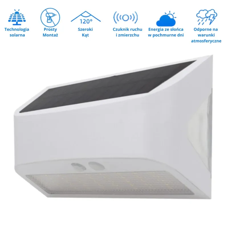 Biała Lampa Solarna Elewacyjna 6W 4000K Soe-10 Nowość