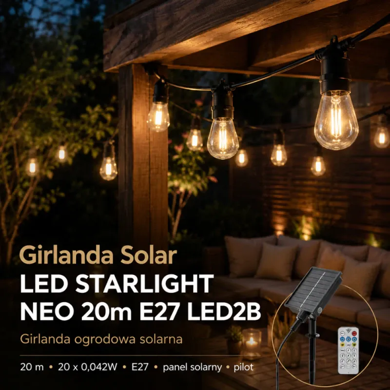 Ostatnia szansa Girlanda solarna tarasowa Led Starlight Neo 20M 20X0,042W E27