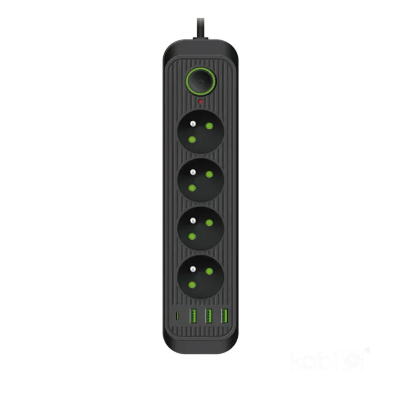 Taniej Przedłużacz Kobi Connecto 4-Gniazda 5M Z Uz. I Wył. + 4Xusb Czarny