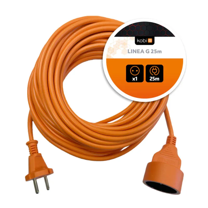 Wyprzedaż Przedłużacz Linea G 1Gn/25M/Bu/2X1Mm Pomarańczowy Kobi