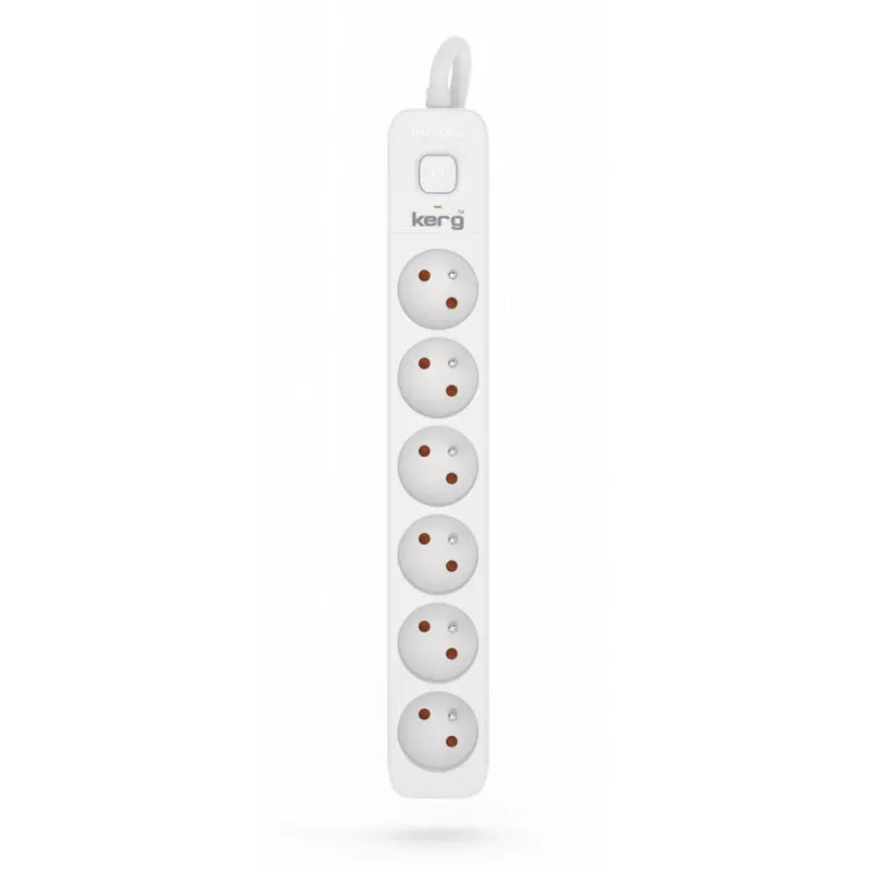 Kup online Przedłużacz Kerg Z Wyłącznikiem-6 Gniazd-Biało-Szary-3M-16A-H05Vv-F-3X1,5Mm2