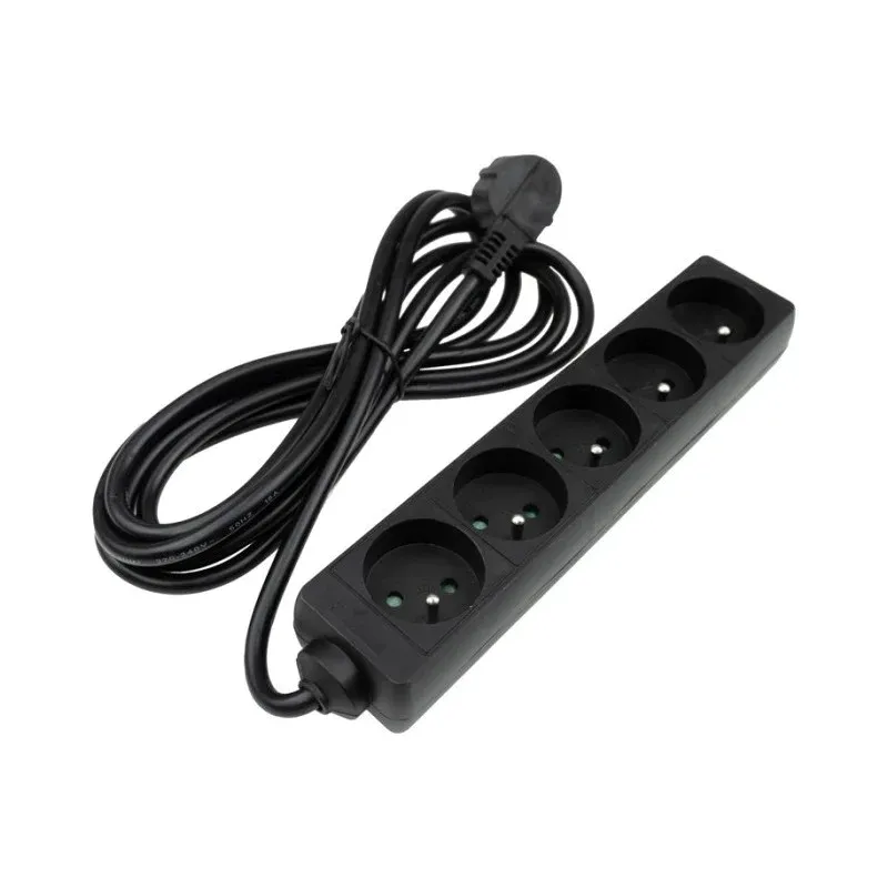 Darmowy zwrot Przedłużacz 5 Gniazd 3M Z/U 3X1.5Mm2 Czarny