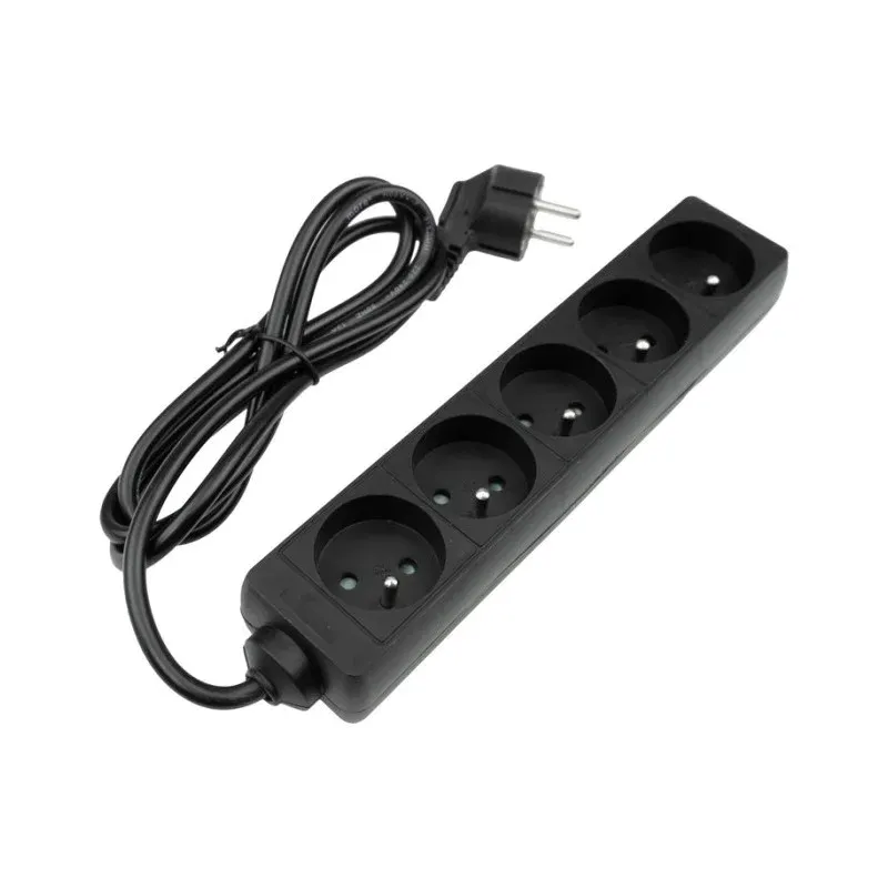 Przedłużacz 5 Gniazd 1.5M Z/U 3X1.0Mm2 Czarny Szybka dostawa