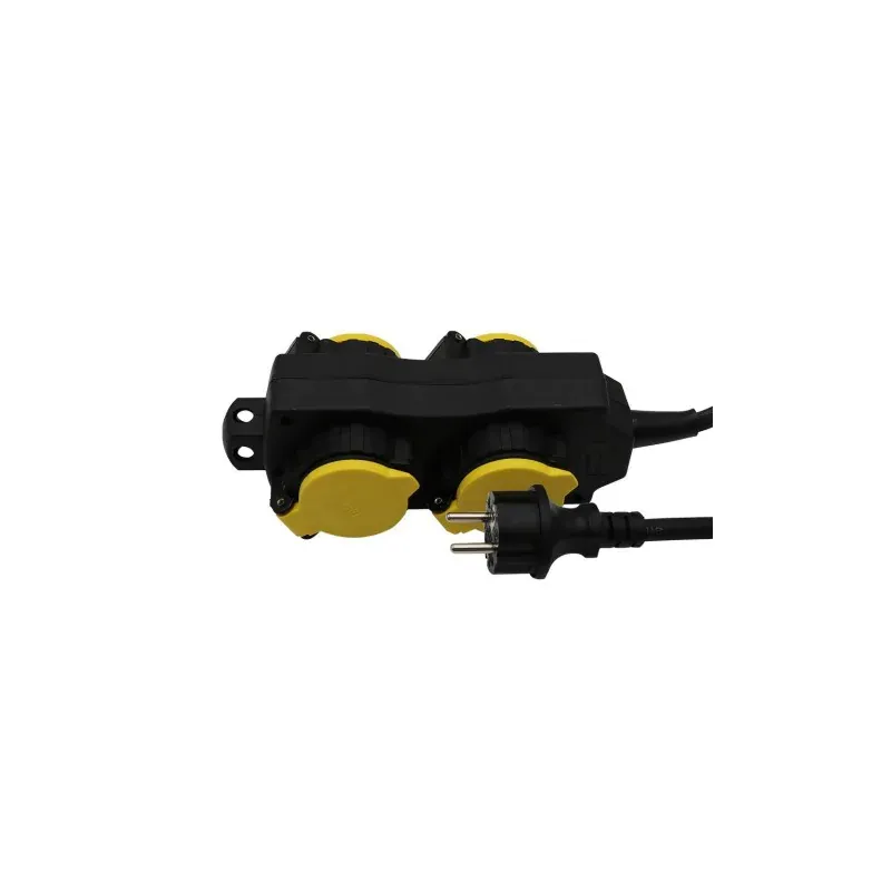 Oferta czasowa Przedłużacz Ogrodowy V-Tac 4 Gniazda Z Klapką 3M, Podświetlany Włącznik, Ip44 Czarno/Żółty Schuko Vt-1124-3