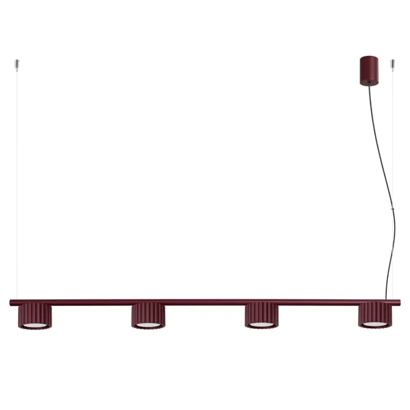 Żyrandol aluminiowy burgundowy 4-punktowy z serii AURA SL.2703 - Sollux Lighting Nowość