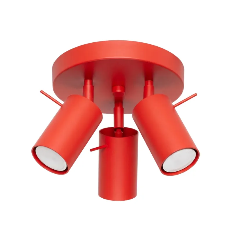 Darmowy zwrot Plafon stalowy czerwony 3-punktowy z serii RING SL.2192 - Sollux Lighting