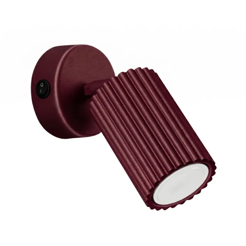 Kinkiet aluminiowy burgundowy z włącznikiem KARBON SL.1920 - Sollux Lighting Promocja