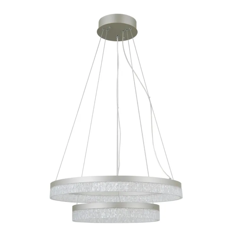 Lampa wisząca LED srebrna dwupierścieniowa 60cm PND-34533-2L-SILV z serii PANTAL - Lampy Italux Najlepsza cena
