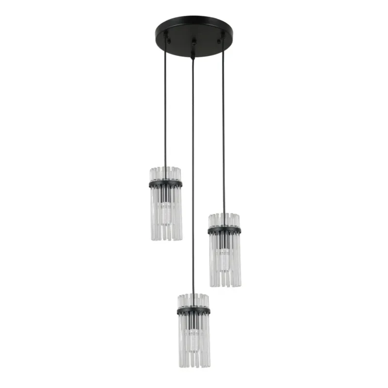 Zamów teraz Lampa wisząca czarna metalowa szklana 3-punktowa PND-40930-3A-BK z serii Merto - Lampy Italux