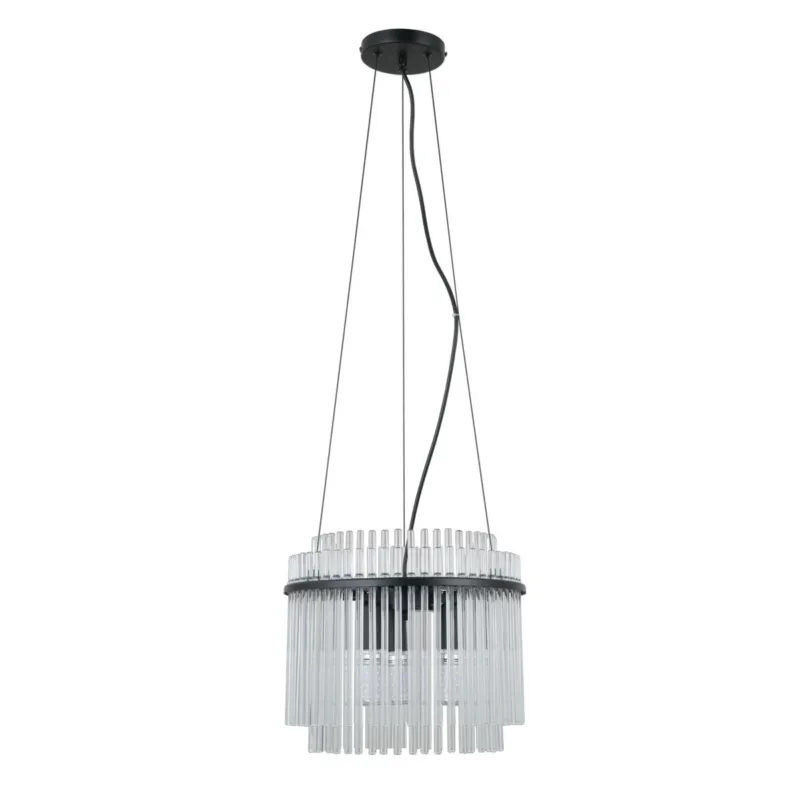 Nie przegap Lampa wisząca czarna szklana 3-punktowa PND-40929-3A-BK z serii Bonte - Lampy Italux