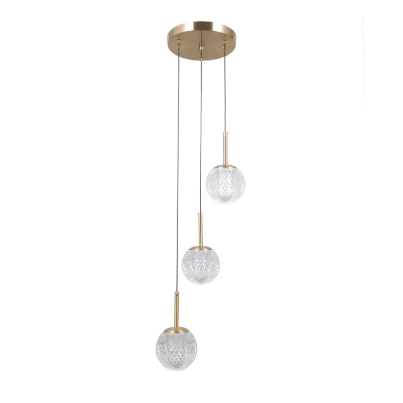 Niska cena Lampa wisząca złota metalowa 3-punktowa PND-40827-3-HBR-CL z serii PADRI - Lampy Italux