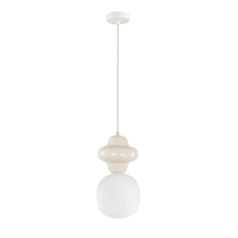 Szybka dostawa Lampa wisząca metalowo-szklana biało-waniliowa PND-94331-1S-GRN z serii Latera - Lampy Italux