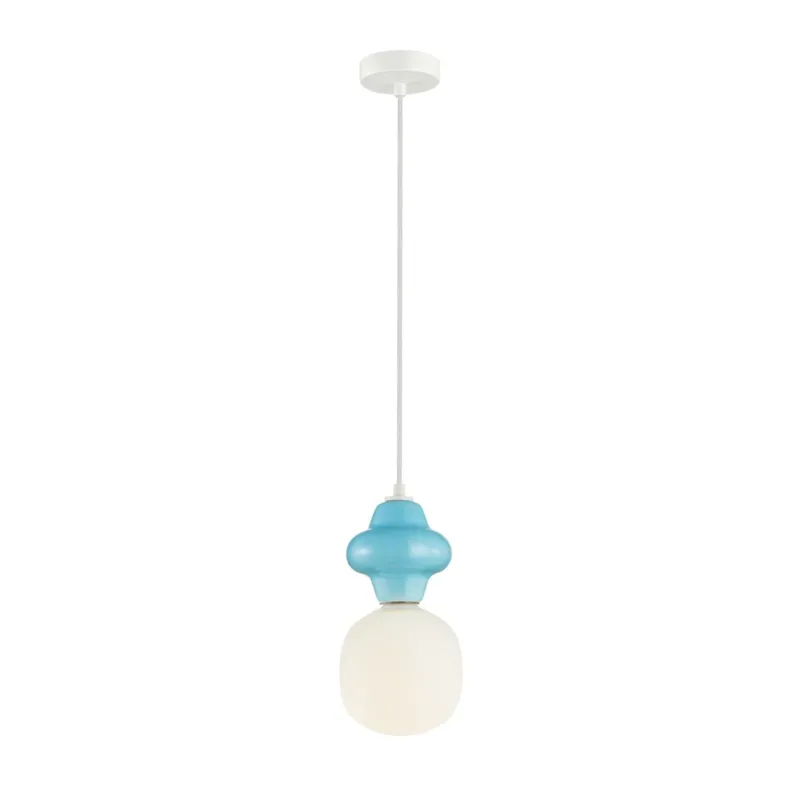 Lampa wisząca niebiesko-biała szklana PND-94331-1S-BLU z serii LATERA - Lampy Italux Hit sprzedaży