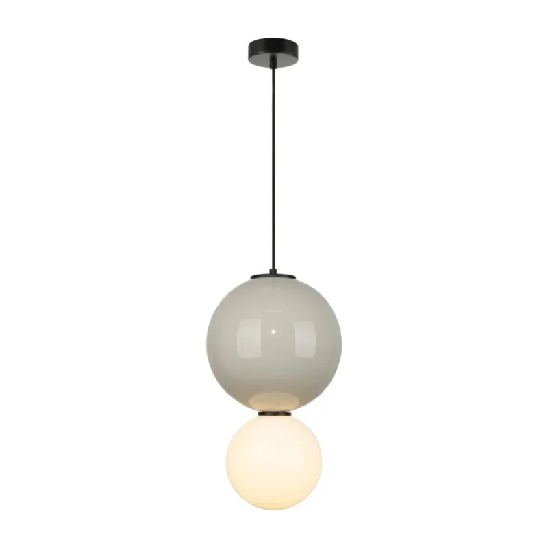 Lampa wisząca szklana kulista szaro-biała PND-95221-1L-GR z serii Pieve - Lampy Italux Obniżka ceny