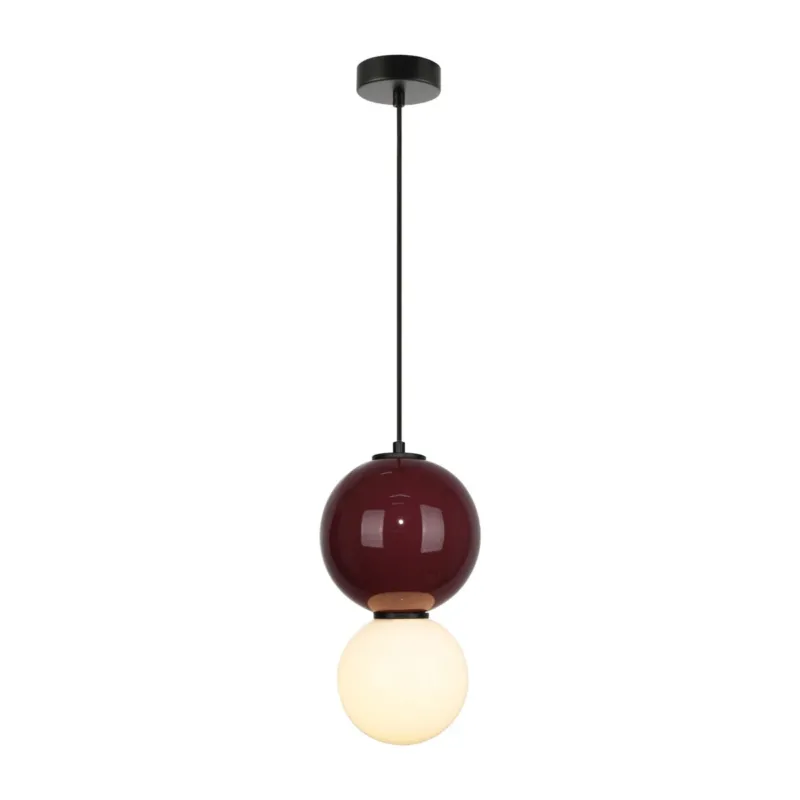 Lampa wisząca szklana bordowo-fioletowa kula PND-95221-1M-PRP z serii Pieve - Lampy Italux Zniżka