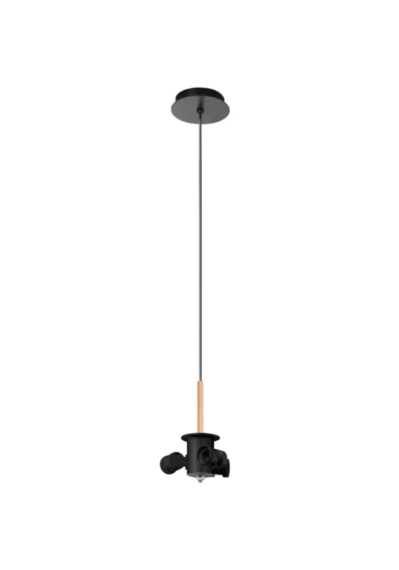 Lampa wisząca JULIETTE W czarny mat, drewniany naturalny 3xE27 (abażur zamawiany osobno) 8421797502393 - MDC Wysoka jakość