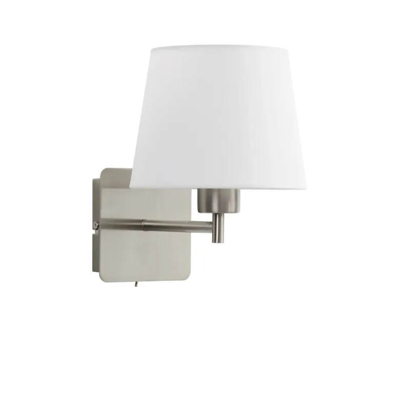 Ograniczona ilość Lampa ścienna MAILAND SINGLE chrom matowy 1xE27 abażur biały, z włącznikiem 8421797755935 - MDC
