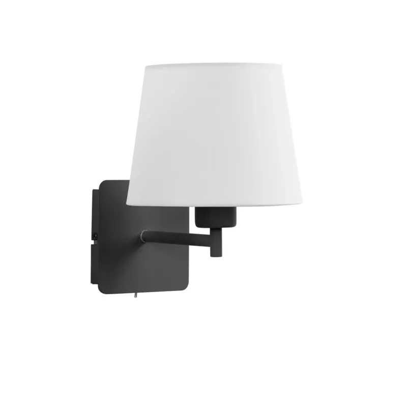 Lampa ścienna MAILAND SINGLE czarny mat 1xE27 abażur biały, z włącznikiem 8421797755997 - MDC Zamów dziś
