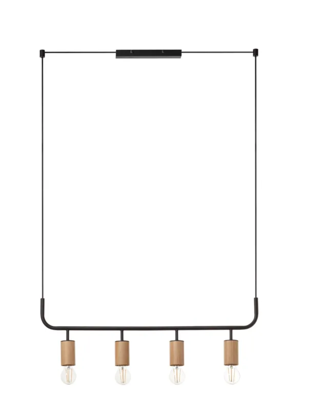 Sprawdź teraz Lampa wisząca KOPA czarny mat, drewniany naturalny 4xE27 madera natural 8421797500795 - MDC