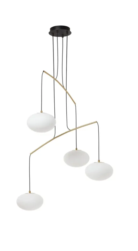 Lampa wisząca PRESS mosiądz mat 4xE27 szkło mleczne 8421797896065 - MDC Hit cenowy