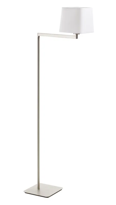 Lampa podłogowa FINESS S nikiel mat 1xE27 regulowana, abażur biały w komplecie 8421797758295 - MDC Ostatnie sztuki