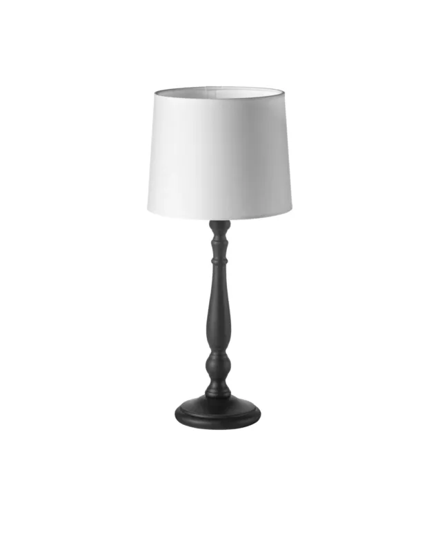 Lampa stołowa LOIRA czarne drewno E27 abażur biały w komplecie 8421797827298 - MDC Dostępne od ręki