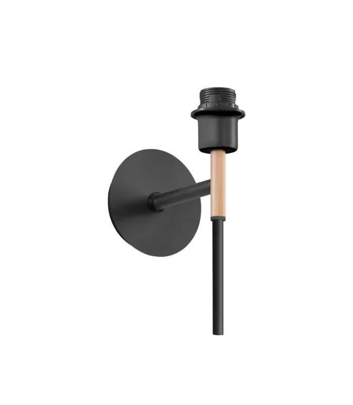 Kup online Lampa ścienna JULIETTE czarny mat, drewno naturalne 1xE27 (abażur zamawiany osobno) 8421797502287 - MDC