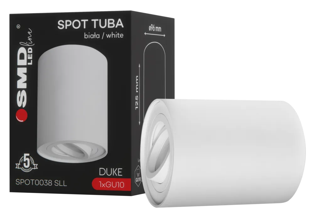SPOT TUBA DUKE ROUND GU10 BIAŁY 5Y SMD LEDline SPOT0038SLL - SMD LEDline Oferta limitowana