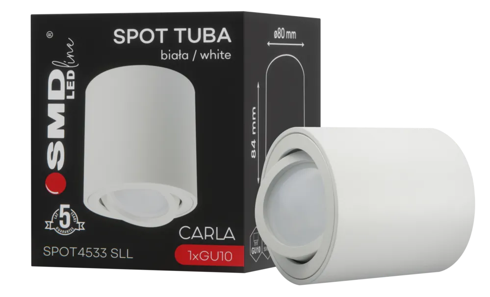 SPOT TUBA CARLA ROUND GU10 BIAŁY 5Y SMD LEDline SPOT4533SLL - SMD LEDline Super okazja