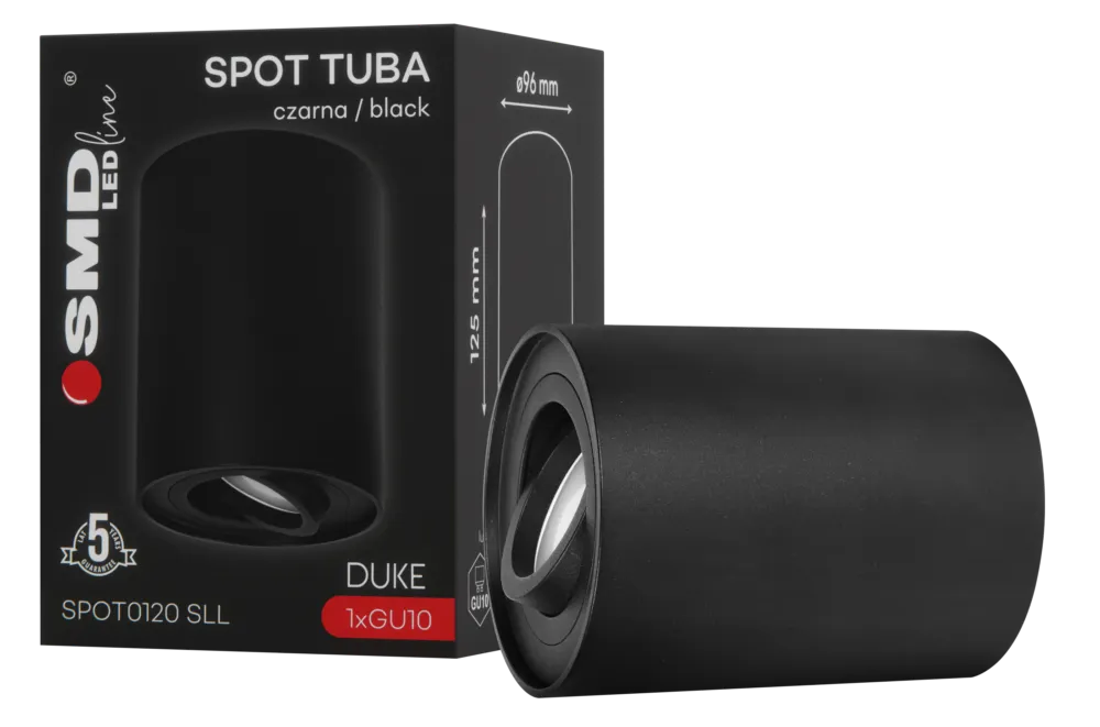 Nowość SPOT TUBA DUKE ROUND GU10 CZARNY 5Y SMD LEDline SPOT0120SLL - SMD LEDline
