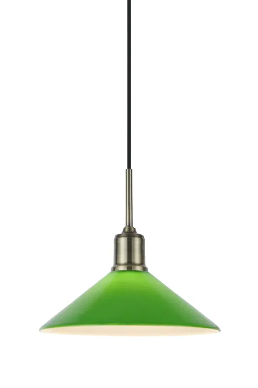 Niska cena Lampa wisząca VELA 1L Antique Brass/Green 108868 - Markslojd